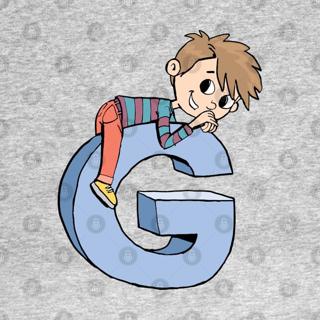 boy climbed up and lay down on the capital letter G by duxpavlic